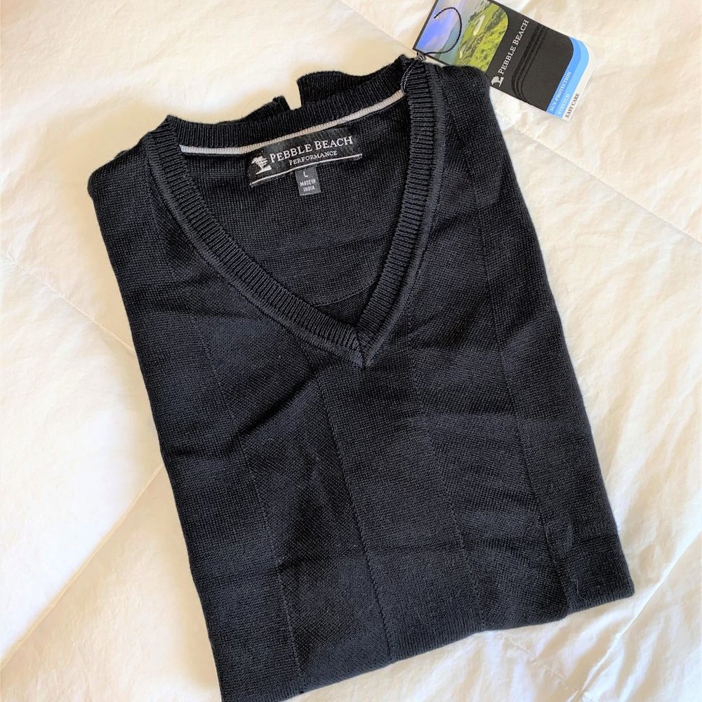 Mens Pebble Beach Sleeveless V Neck Sweater NWT